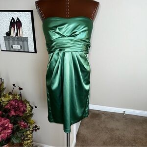 Emerald Green Satin Strapless Dress